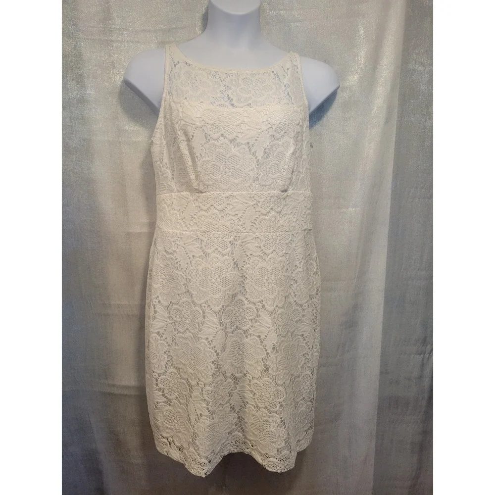 SD Collection 16 White‎ Lace Sleeveless Sheath Dress Wedding Cruise Party Church